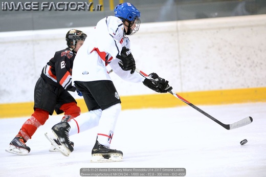 2015-11-21 Aosta B-Hockey Milano Rossoblu U14 2317 Simone Lodolo